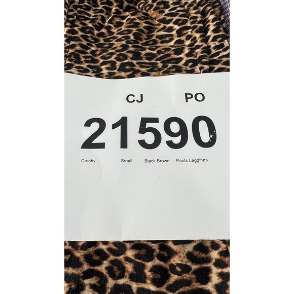Crosby Black Brown Leopard Print Pants Leggings SMALL High Rise Knit - CJ - Picture 7 of 7